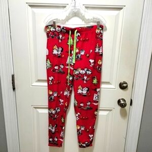 Peanuts Festive Red Pajama Bottoms Size Medium